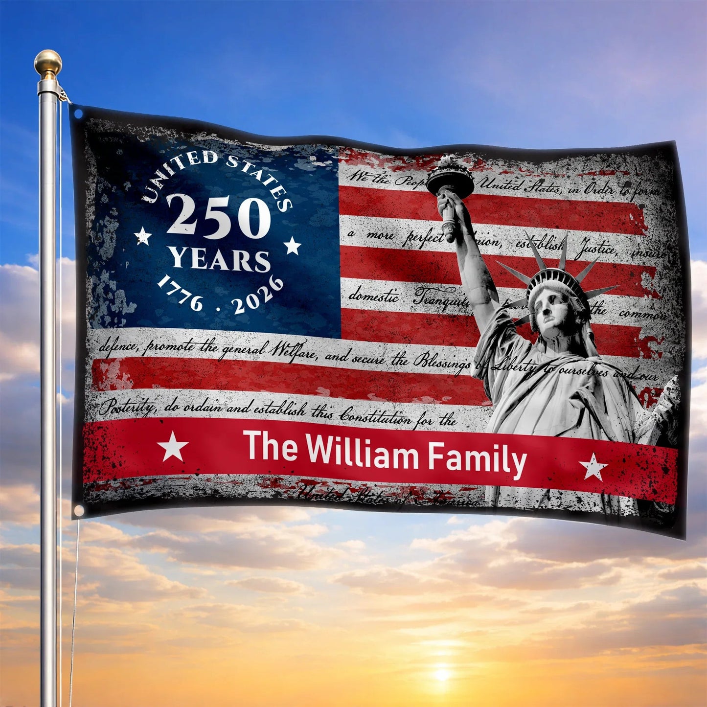 Custom Name United States 250 Years Flag Independence 1776 2026 Merch Patriotic Decor - Printvoro