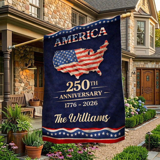 Custom America 250th Anniversary Flag USA Anniversary 1776 2026 Merch Patriotic Outdoor Decor - Printvoro