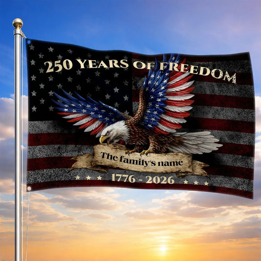 Personalized 250 Years Of Freedom Flag America's Birthday Merch Patriotic Decor - Printvoro
