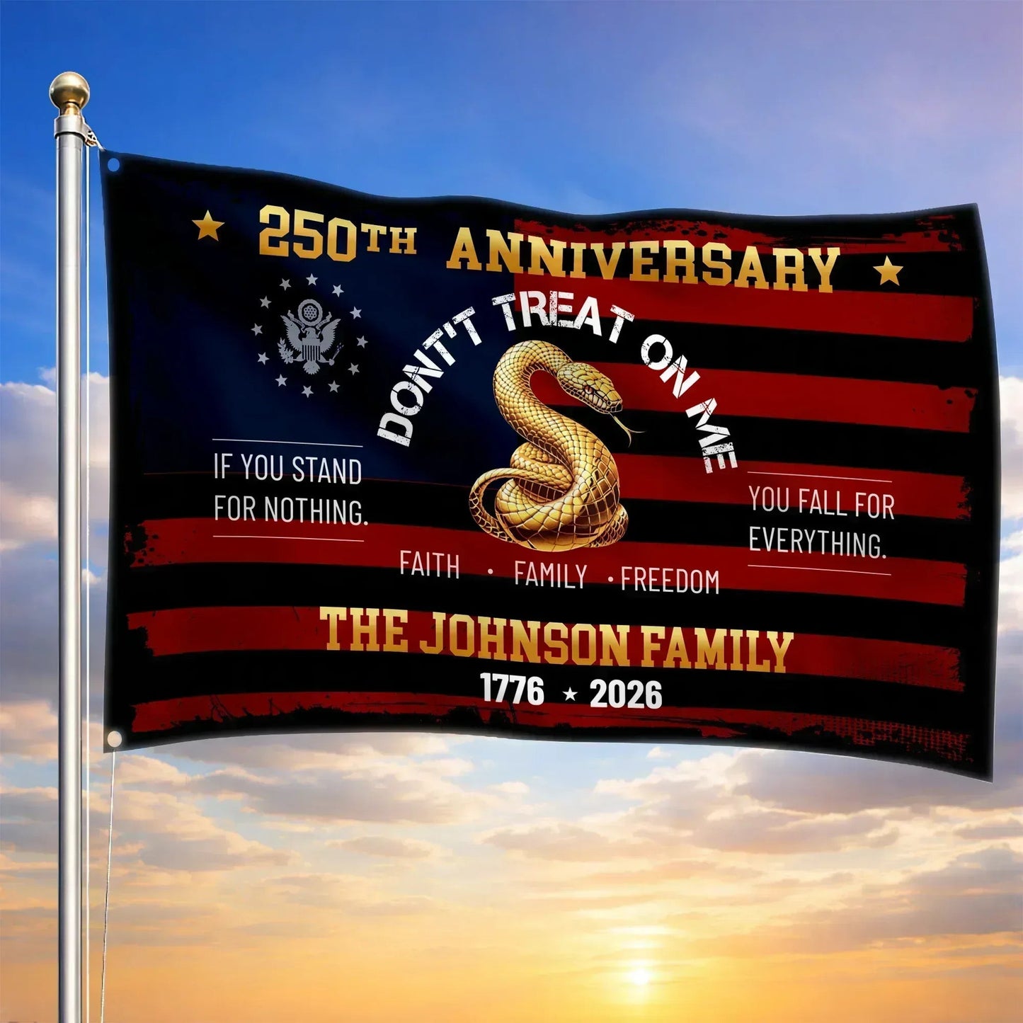 Personalized 250th Anniversary 1776 2026 Flag Faith Family Freedom Flag Independence Day Decor - Printvoro