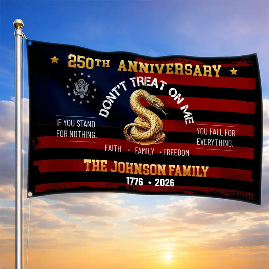 Personalized 250th Anniversary 1776 2026 Flag Faith Family Freedom Flag Independence Day Decor - Printvoro