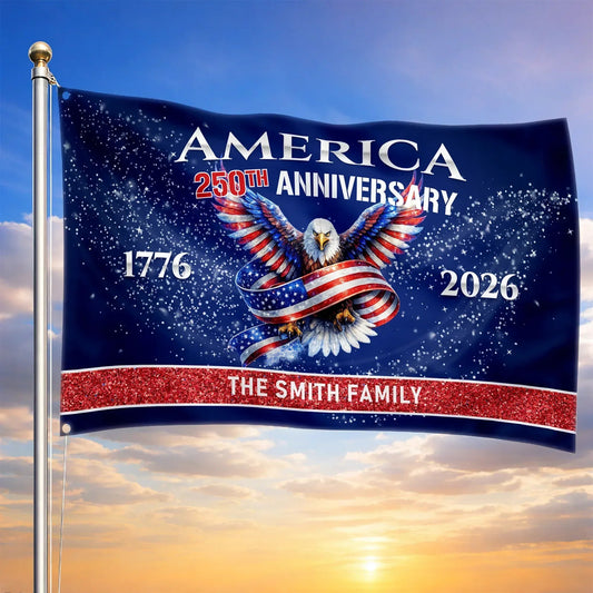 Personalized America 250th Anniversary Eagle House Flag Semiquincentennial 1776 2026 Decor - Printvoro