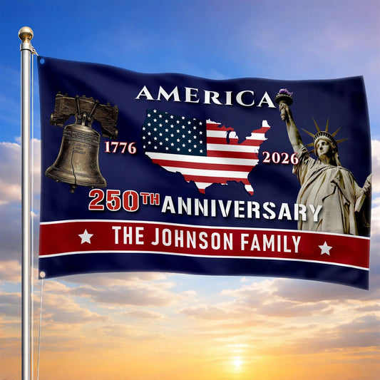 Personalized America 250th Anniversary House Flag Independence Day Merch Patriotic Decor - Printvoro