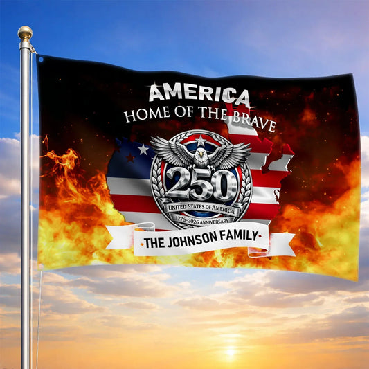 Personalized America Home Of The Brave Flag Independence Day Merch Patriotic Outdoor Decor - Printvoro