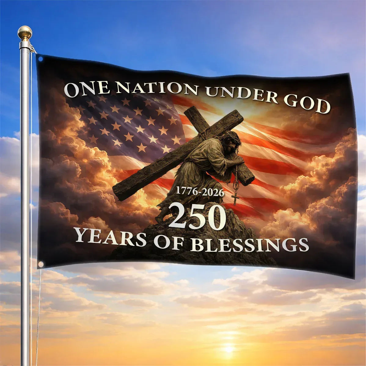 250 Years Of Blessing Flag Christian American Outdoor Decor Gift For Veterans - Printvoro