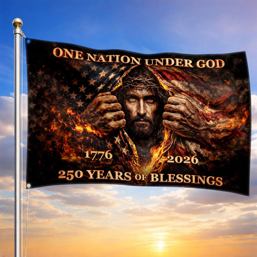 250 Years Of Blessing Flag Independence Day Merch Patriotic Outdoor Decor - Printvoro