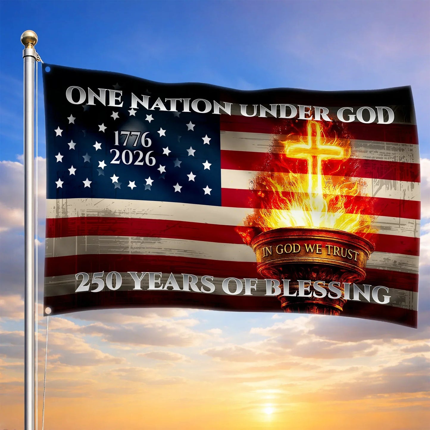 250 Years Of Blessing Flag One Nation Under God 1776 2026 Flag Patriotic Gift Ideas - Printvoro