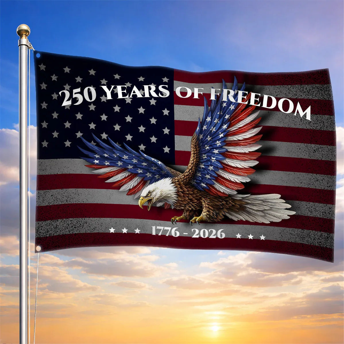250 Years Of Freedom Flag American Eagle 1776 2026 Merch Patriotic Gifts For Veterans - Printvoro