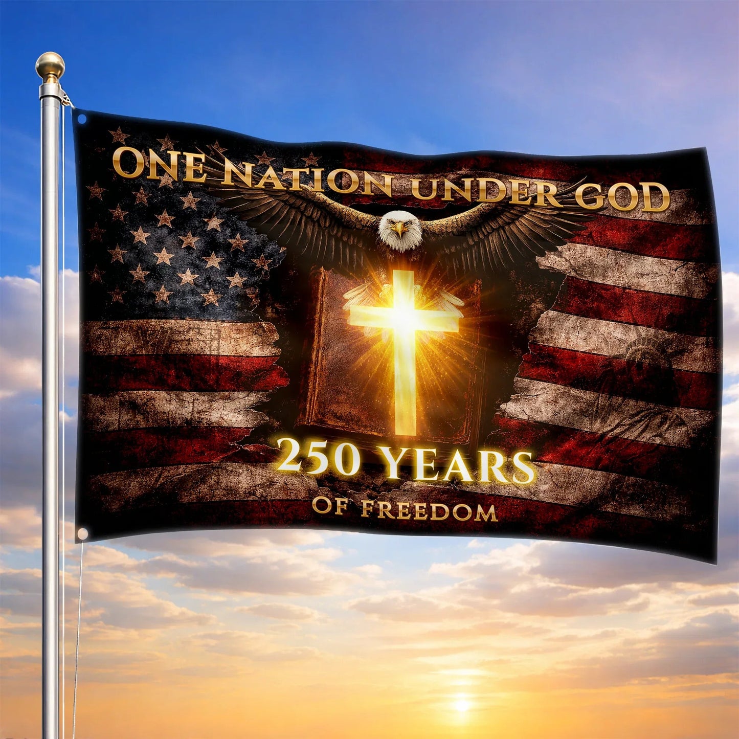 250 Years Of Freedom Flag One Nation Under God Flag Unique Patriotic Gifts - Printvoro