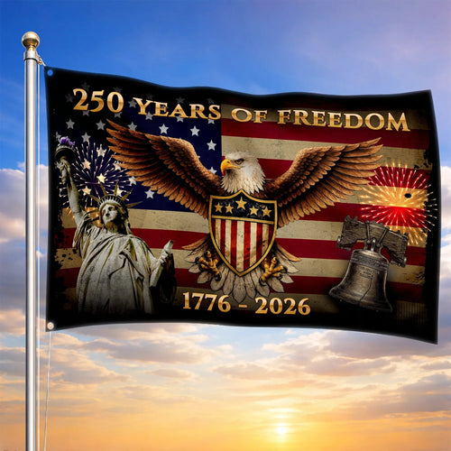 250 Years Of Freedom Flag Patriotic American Eagle 1776 2026 Merch Gifts For Veterans - Printvoro