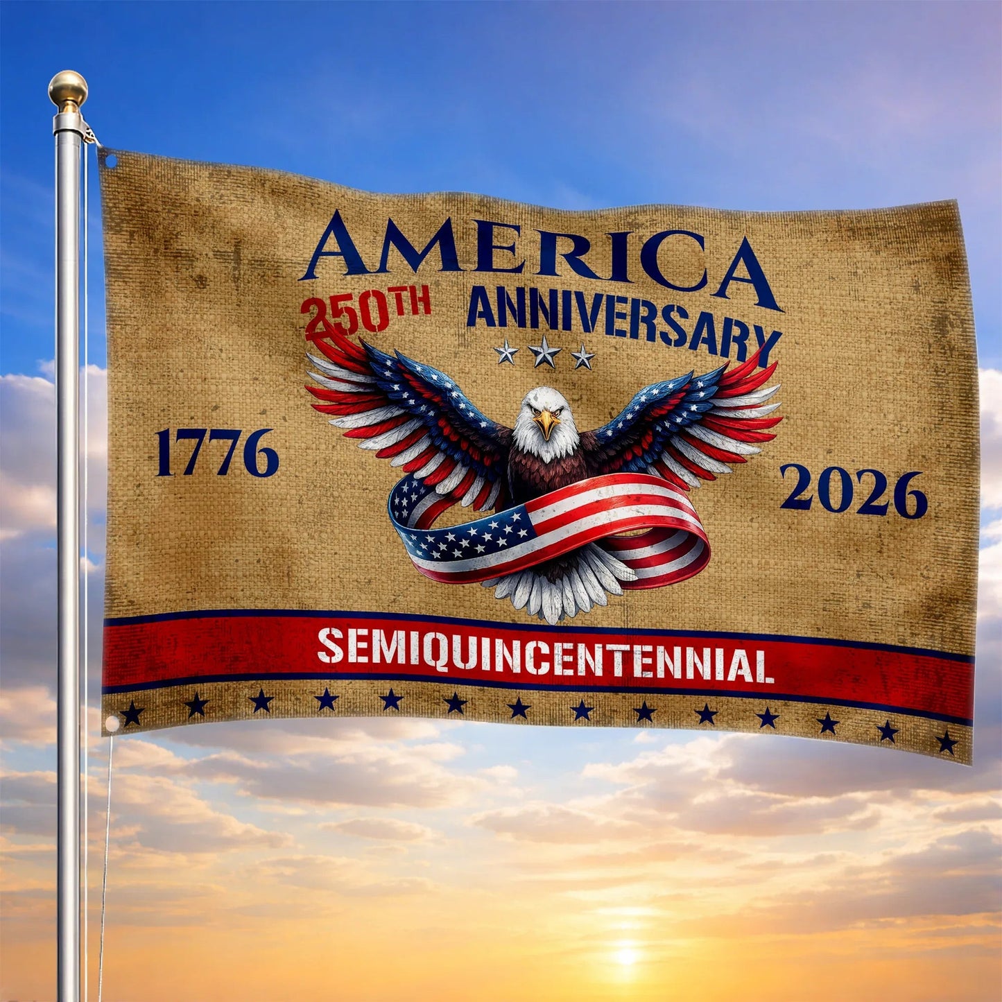 America 250th Anniversary Flag Semiquincentennial 1776 2026 Merch Patriotic Decor - Printvoro