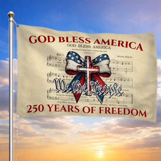 God Bless America Flag 250 Years Of America Merch Patriotic Outdoor Decor - Printvoro