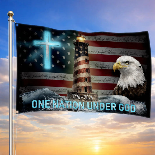 One Nation Under God Christian Flag In God We Trust 1776 2026 Flag Patriotic Gift Ideas - Printvoro