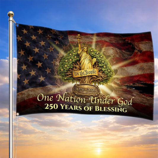 One Nation Under God Liberty Tree Flag 250 Years Of Blessing Merch 4th Of July Decor - Printvoro