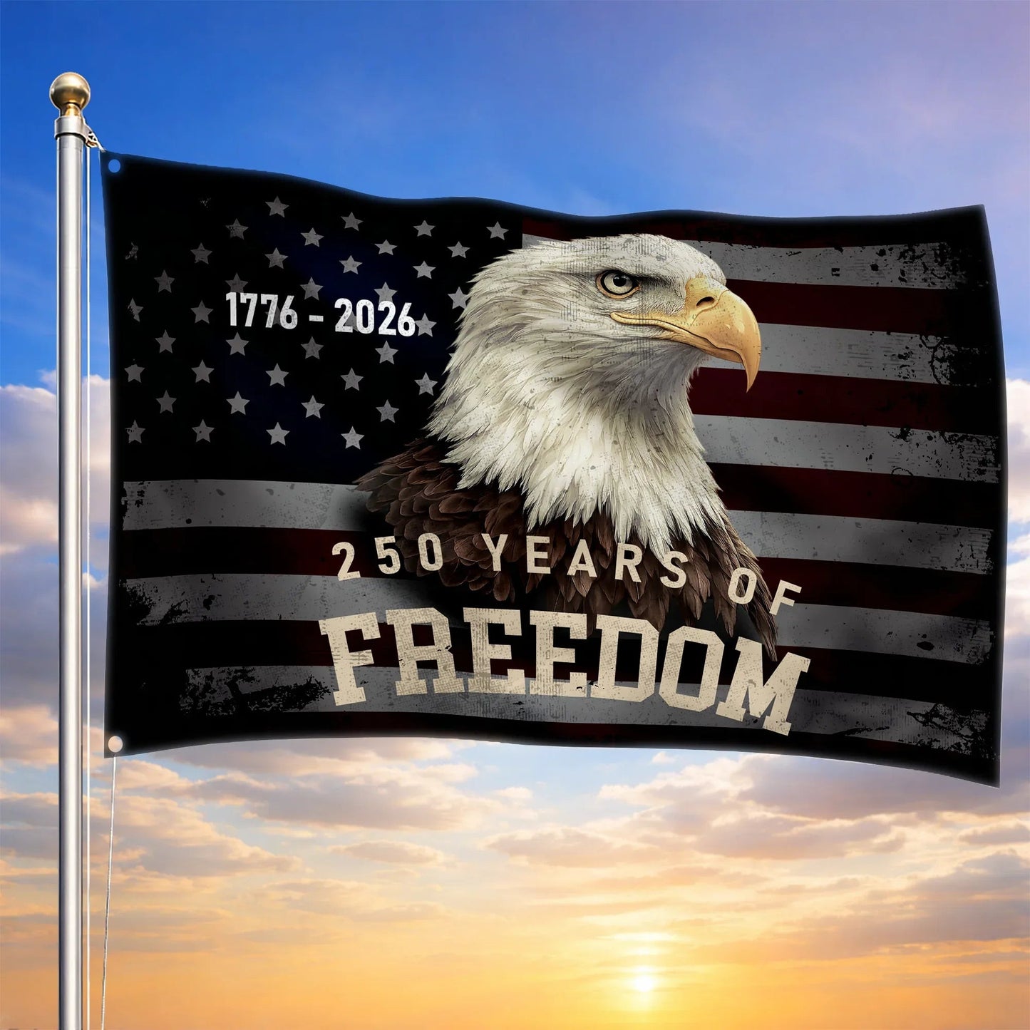 Patriotic 250 Years Of Freedom Flag American Eagle 1776 2026 Clothes Gift Ideas - Printvoro