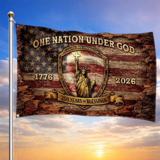 Vintage One Nation Under God Flag Faith And Freedom Merch Patriotic Decor - Printvoro
