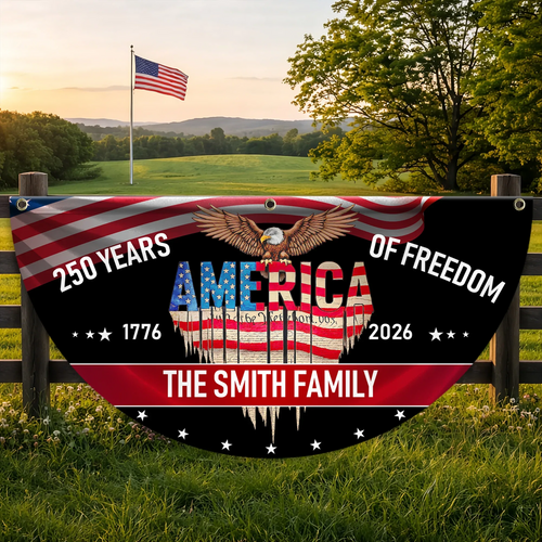 Custom 250 Years Of Freedom Fan Flag America 1776 2026 Merch Patriotic Outdoor Decor - Printvoro