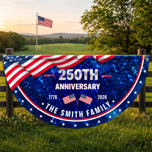 Personalized 250th Birthday Fan Flag America 1776 2026 Merch Independence Day Decor - Printvoro