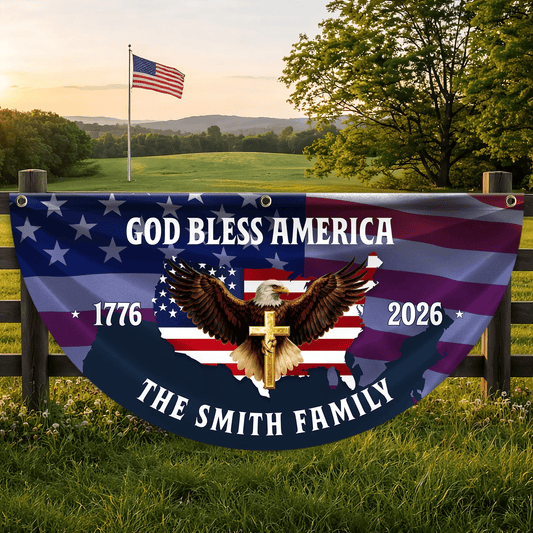 Personalized God Bless America Fan Flag Independence Day 1776 2026 Merch Patriotic Decor - Printvoro
