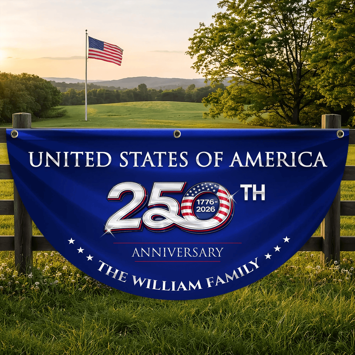 Personalized United States Of America Fan Flag 250th Anniversary Merch Independence Day Decor - Printvoro
