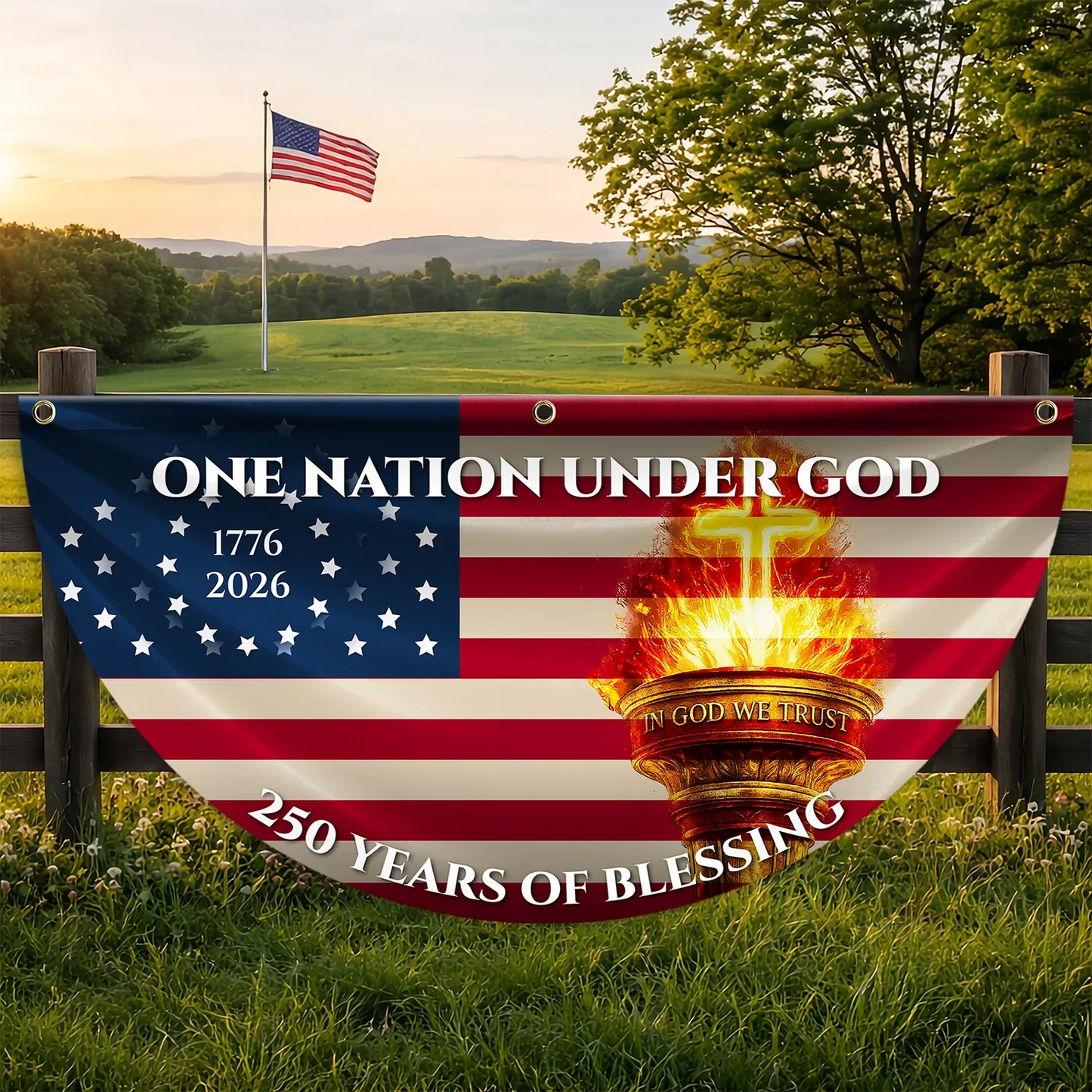 250 Years Of Blessing Fan Flag One Nation Under God Merch Patriotic Outdoor Decor - Printvoro