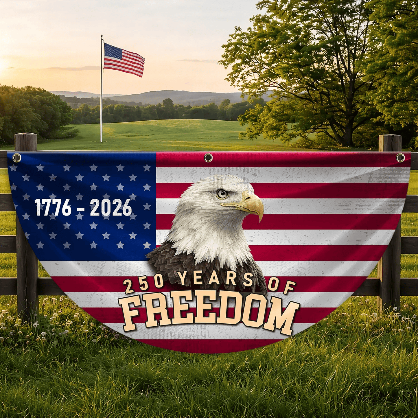 250 Years Of Freedom Fan Flag Patriotic Independence Day Merch 4Th Of July Decor - Printvoro