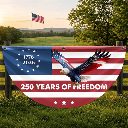 250 Years Of Freedom Flying Eagle Fan Flag Independence Day Merch Patriotic Decor - Printvoro