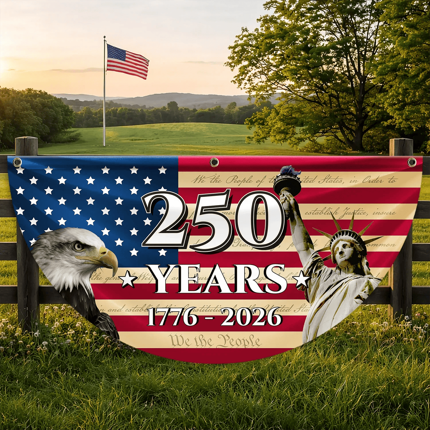 250 Years USA Constitution Fan Flag Independence Day Merch Patriotic Outdoor Decor - Printvoro