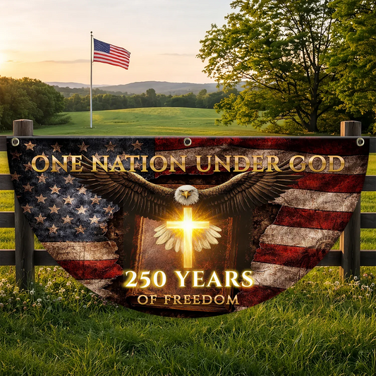 Retro 250 Years Of Blessing Fan Flag One Nation Under God Merch Independence Outdoor Decor - Printvoro