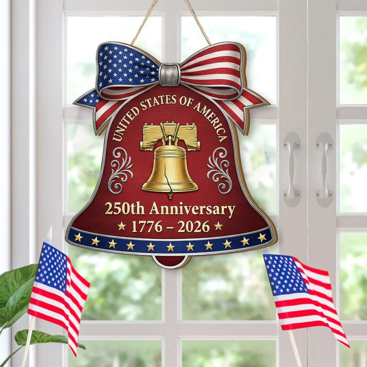 United States Of America Wooden Sign 250th Anniversary 1776 2026 Merch Gift For Father - Printvoro