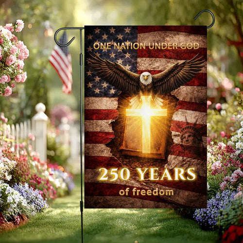 250 Years Of Blessing Flag One Nation Under God Merch Independence Day Decor - Printvoro