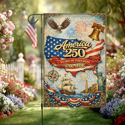 250 Years Of Freedom Flag America Map Garden Flag Patriotic Outdoor Decor - Printvoro