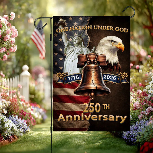 250th Anniversary Flag One Nation Under God Merch Patriotic Outdoor Decor - Printvoro