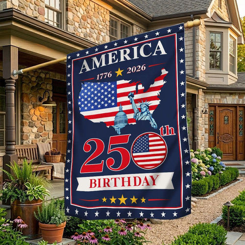 America 250th Birthday Flag USA Map And Liberty Flag Patriotic Outdoor Decor - Printvoro