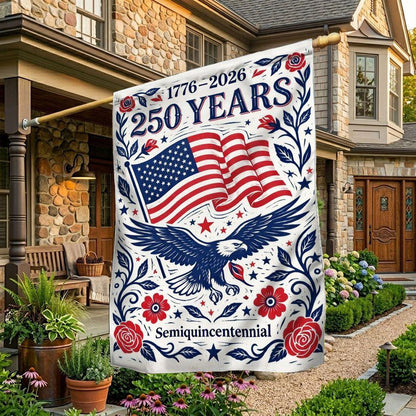 Floral Folk Art 250 Years Semiquincentennial Flag Independence Day Merch Patriotic Decor - Printvoro