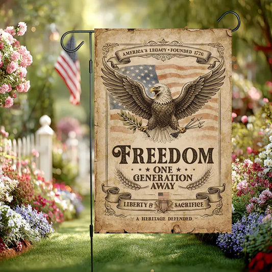 Freedom One Generation Away Vintage Eagle Garden Flag 4Th Of July Merch Patriotic Decor - Printvoro