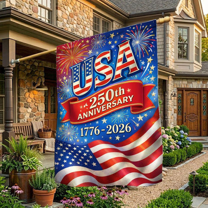 USA 250th Anniversary 1776 2026 Flag Independence Day Merch Patriotic Outdoor Decor - Printvoro