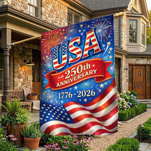 USA 250th Anniversary 1776 2026 Flag Independence Day Merch Patriotic Outdoor Decor - Printvoro