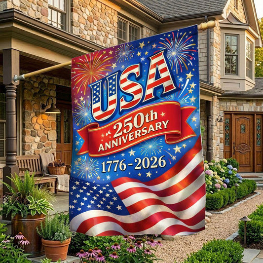 USA 250th Anniversary 1776 2026 Flag Independence Day Merch Patriotic Outdoor Decor - Printvoro