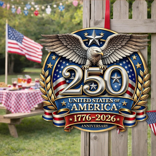 Patriotic Bald Eagle 250th Anniversary Wooden Sign United States Of America Merch Outdoor Decor - Printvoro