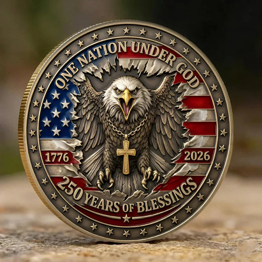 One Nation Under God Patriotic 250th Anniversary Coin 250 Years Of Blessing Merch Gift For Men - Printvoro