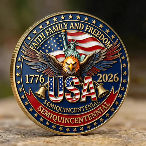 USA Faith Family And Freedom Coin Semiquincentennial 1776 2026 Merch Gift For Veterans - Printvoro