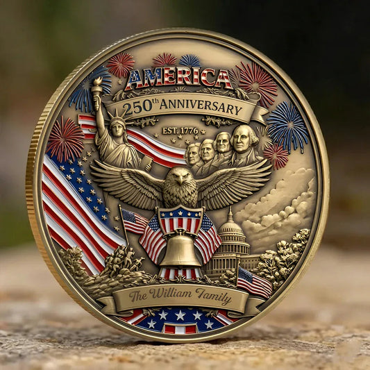 Personalized America 250th Anniversary Heritage Coin America Land Of The Free Merch Gift Ideas - Printvoro