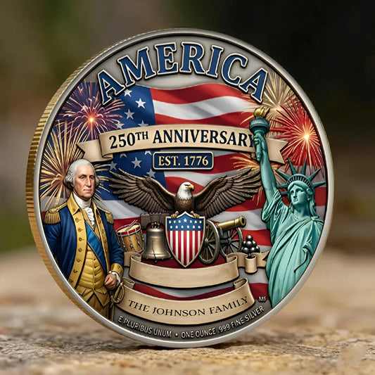 Personalized America 250th Anniversary Metal Coin United States Of America Merch Gift Ideas - Printvoro