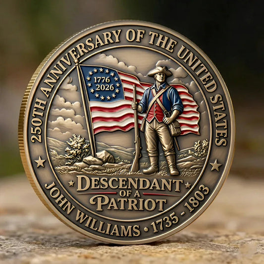 Personalized Descendant Of A Patriot Coin America 250th Anniversary Merch Independence Day Gift - Printvoro