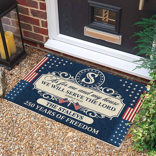 Personalized We Will Serve The Lord Doormat 250 Years Freedom Floor Mat Gift For Home - Pvr