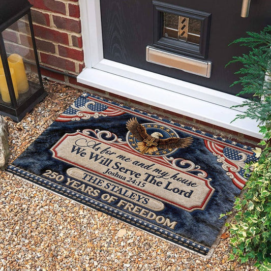 Personalized As For Me And My House We Will Serve The Lord Doormat First Father's Day Gift - Pvr