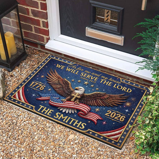 Personalized Chosen To Serve Him Doormat USA 250 Years Freedom Floor Decor Gift For Patriots - Pvr
