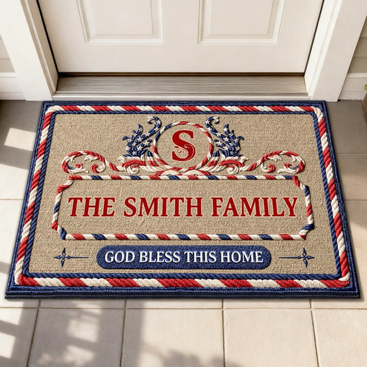 Personalized God Bless This Home Doormat Gift Decor For Home - Pvr