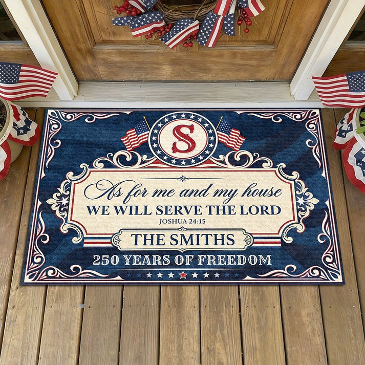 As For Me And My House We Will Serve The Lord Personalized Doormat Gift For Patriots - Pvr